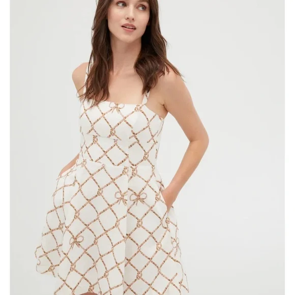 Hill House White and Tan Mini Dress - Picture 2 of 3